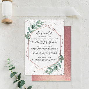 Carte D'accompagnement Mariage à la feuille d'or géométrique Eucalyptus