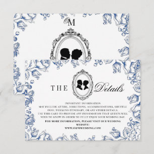 Carte D'accompagnement Mariage à la Florale Bleue de l'Ère Régence