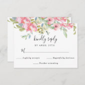 Carte D'accompagnement Mariage à l'aquarelle rose douce RSVP (Devant / Derrière)