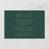 Carte D'accompagnement Mariage à l'écriture dorée vert émeraude (Devant)