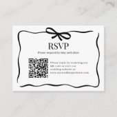 Carte D'accompagnement Mariage à nœud papillon noir BUDGET Code QR Rsvp C (Devant)