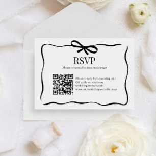 Carte D'accompagnement Mariage à nœud papillon noir BUDGET Code QR Rsvp C