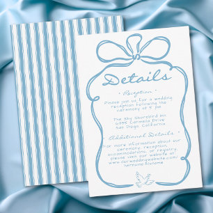 Carte D'accompagnement Mariage à rayures florales bleues fantaisistes des