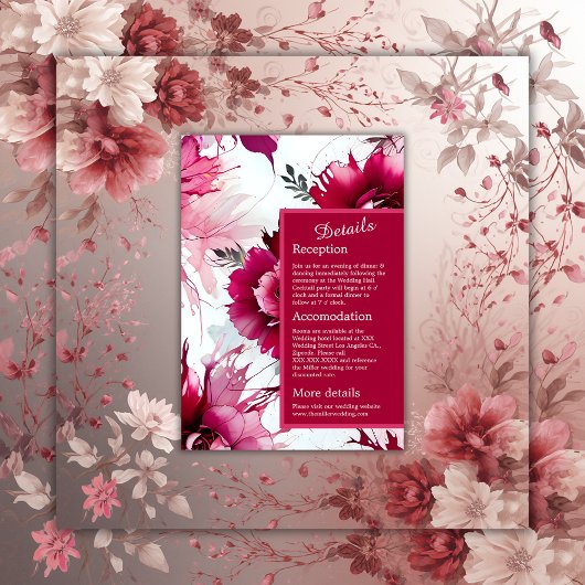 Carte D'accompagnement mariage abstrait romantique rose d'été en fleurs