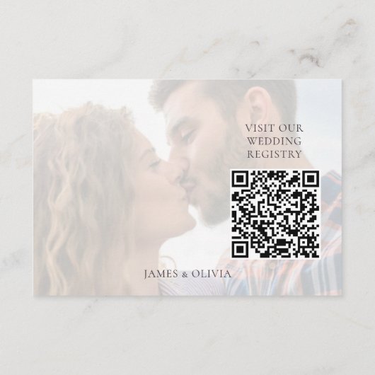 Carte D'accompagnement Mariage adorable Ajouter photo QR Code de boîtier  (Dos)