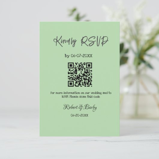 Carte D'accompagnement mariage aimable RSVP scan QR code simple moderne (Debout devant)