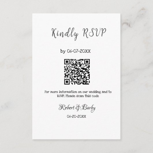 Carte D'accompagnement mariage aimable RSVP scan QR code simple moderne (Devant)
