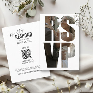 Carte D'accompagnement Mariage amusant RSVP Mots photo Code QR moderne