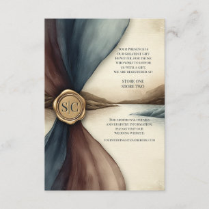 Carte D'accompagnement Mariage aquarelle ombré prune et bleu avec sceau