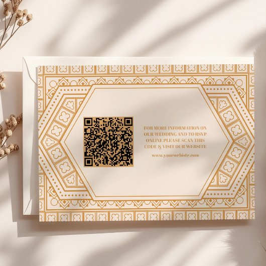 Carte D'accompagnement Mariage Art Déco Géométrique Élégant du code QR