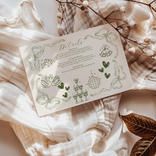 Carte D'accompagnement Mariage artistique de doodle rétro fantaisiste