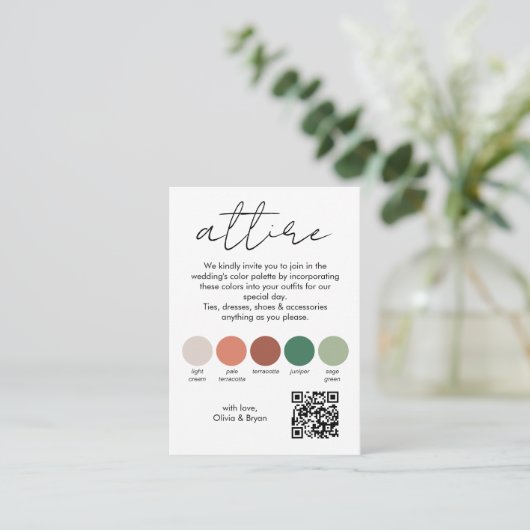 Carte D'accompagnement Mariage Attire | Code QR vertical (Debout devant)