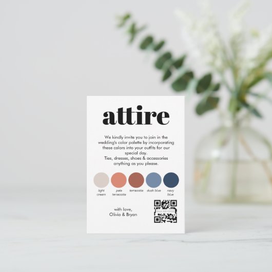 Carte D'accompagnement Mariage Attire | Code QR vertical (Debout devant)