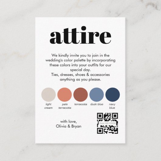 Carte D'accompagnement Mariage Attire | Code QR vertical (Devant)