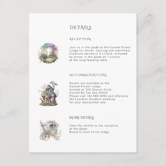 Carte D'accompagnement Mariage au Bois Enchanté  (Devant)