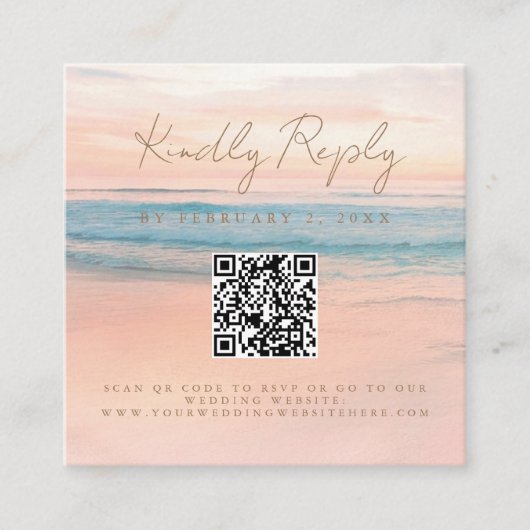 Carte D'accompagnement Mariage au coucher du soleil sur la plage Code Sca (Devant)