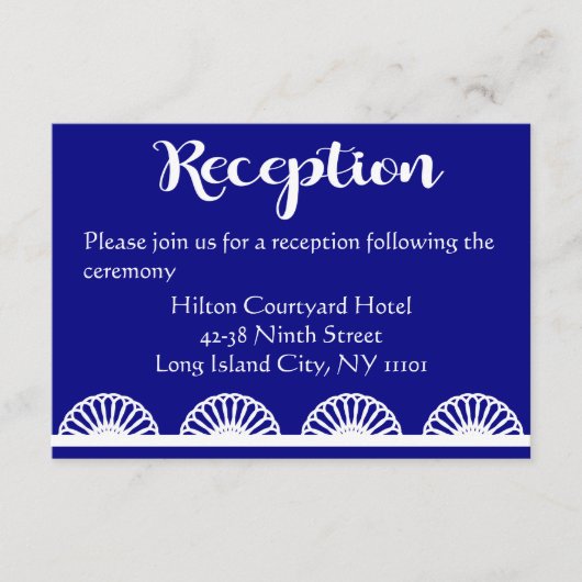 Carte D'accompagnement Mariage au dentelle vintage réception bleu roi mar (Devant)