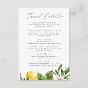 Carte D'accompagnement Mariage au jardin de citron moderne Détails du voy