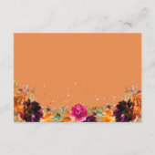 Carte D'accompagnement Mariage Automnal Fleurs Dorées Pailletées Orange B (Dos)