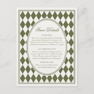 Carte D'accompagnement Mariage aux détails raffinés à carreaux Harlequin