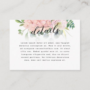 Carte D'accompagnement Mariage aux Hortensias Roses