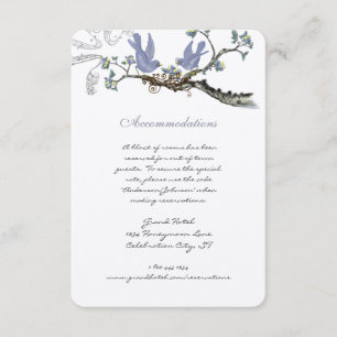 Carte D'accompagnement Mariage aux oiseaux vintage lavande et jaune citro
