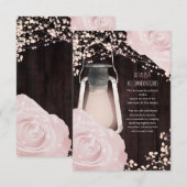 Carte D'accompagnement Mariage aux Roses Bébé Rose Lanterne Rustique Glow (Devant / Derrière)