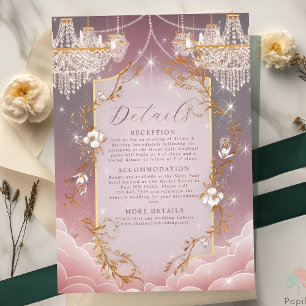 Carte D'accompagnement Mariage avec Accent Doré Magique Rose
