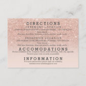 Carte D'accompagnement Mariage avec détails de paillettes de rose doré fa (Devant)