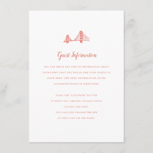 Carte D'accompagnement Mariage Bay Bridge Insertion (Devant)