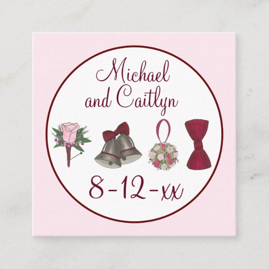 Carte D'accompagnement Mariage Bells Fleurs Bow Cravate Bridal Rose Bouqu (Devant)