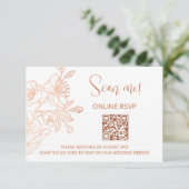 Carte D'accompagnement Mariage blanc cuivre QR Code RSVP en ligne (Debout devant)