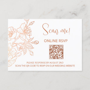 Carte D'accompagnement Mariage blanc cuivre QR Code RSVP en ligne