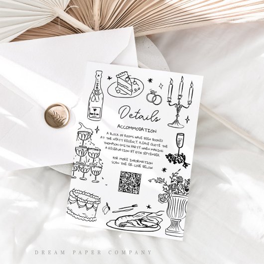 Carte D'accompagnement Mariage blanc et noir