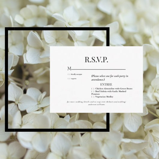 Carte D'accompagnement Mariage blanc et noir RSVP