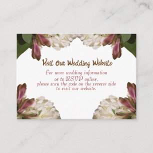 Carte D'accompagnement Mariage blanc floral classique RSVP