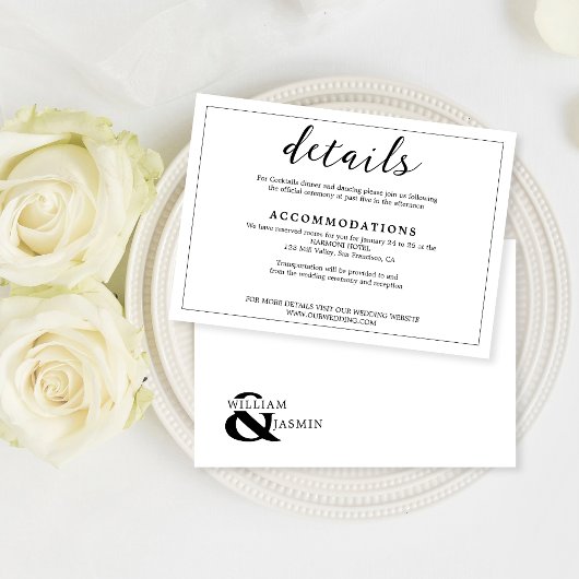 Carte D'accompagnement Mariage blanc minimaliste moderne