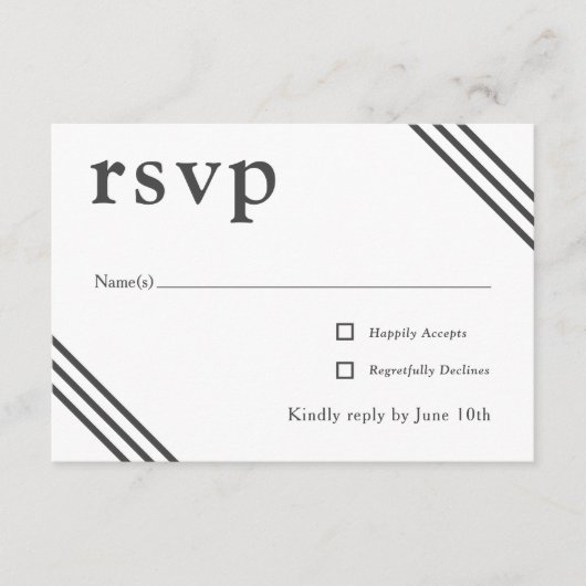 Carte D'accompagnement Mariage blanc simple et élégant RSVP (Devant)