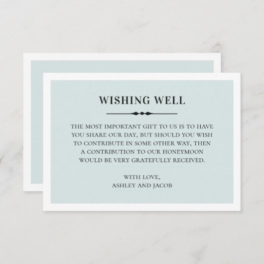 Carte D'accompagnement Mariage bleu classique qui souhaite bien. Élégant (Devant / Derrière)