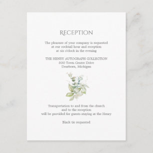 Carte D'accompagnement Mariage bleu Dusty   Élégant ressort floral