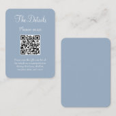 Carte D'accompagnement Mariage bleu Dusty simple moderne Détails QR Code (Devant / Derrière)