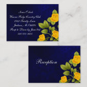 Carte D'accompagnement Mariage bleu foncé et rose jaune (Devant / Derrière)