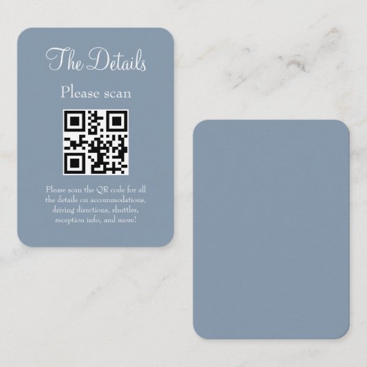 Carte D'accompagnement Mariage bleu moderne simple détails avec code QR (Devant / Derrière)