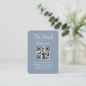 Carte D'accompagnement Mariage bleu moderne simple détails avec code QR (Debout devant)