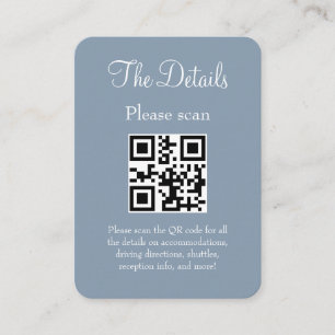 Carte D'accompagnement Mariage bleu moderne simple détails avec code QR