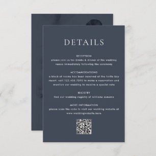 Carte D'accompagnement Mariage bleu Moody foncé