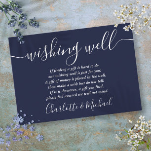 Carte D'accompagnement Mariage Bleu Nuit Script Signature Souhaiter La Bi
