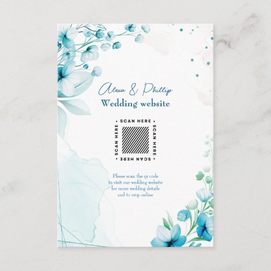 Carte D'accompagnement Mariage Blue Blossom & Breeze (Devant)