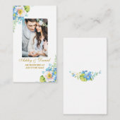 Carte D'accompagnement Mariage Blue Floral Photo Registry Insérer une car (Devant / Derrière)