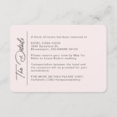 Carte D'accompagnement Mariage Blush moderne simple Détails (Devant)